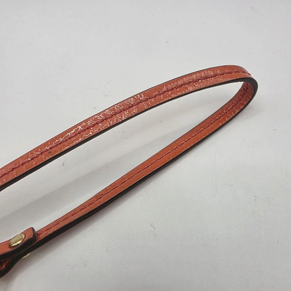 Coach Signature C Jacquard Wristlet Coral Pink Patent Leather Trim Gold Logo